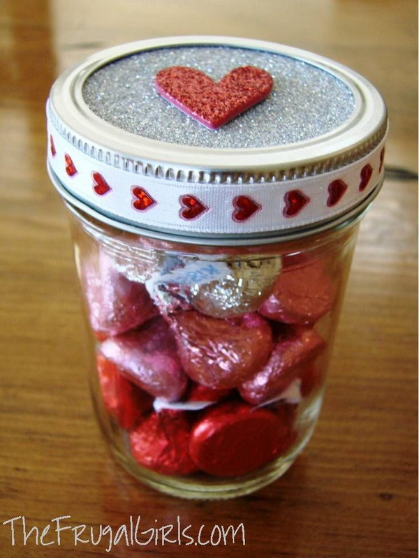 Hershey's Kisses in the Jar with Glitter Heart on Top 