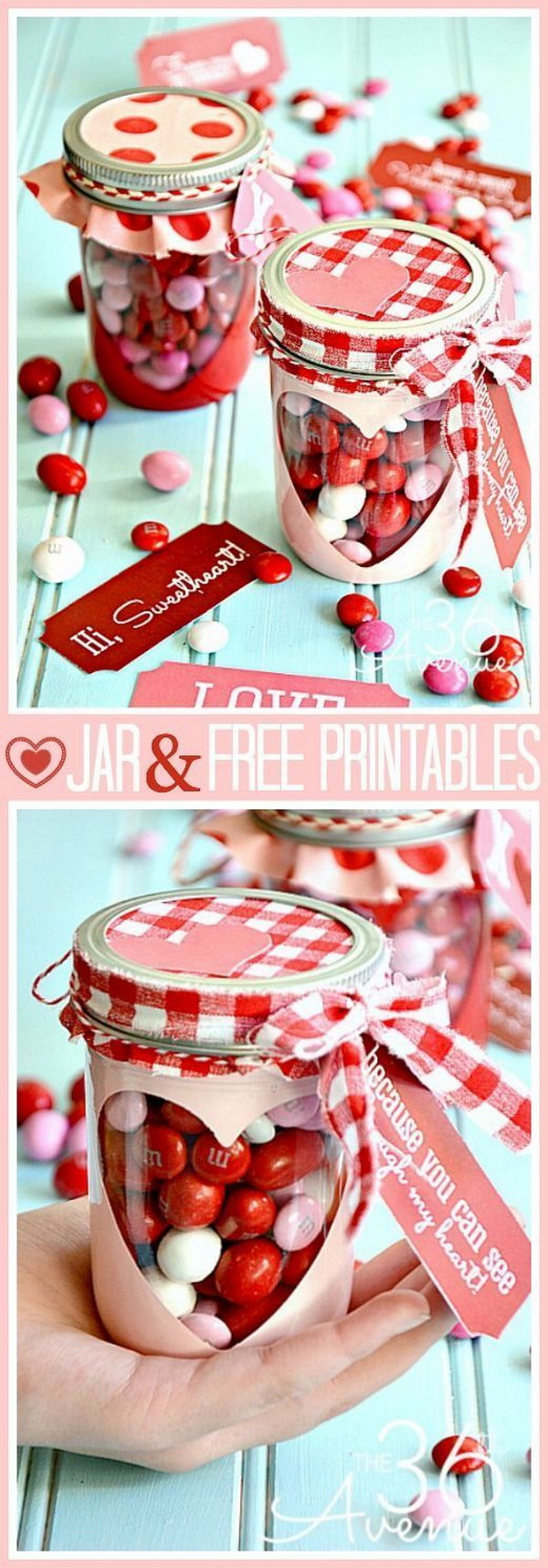 Valentine Heart Candy Jar with Free Valentine Printable 