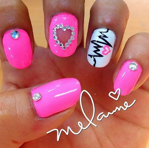 Heart Beat with Heart shape and Stud Nails 