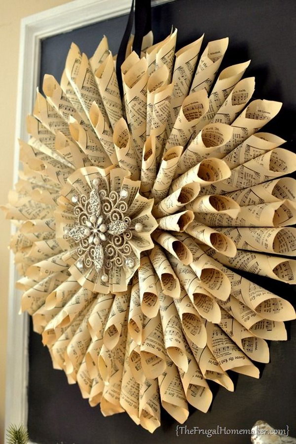 DIY Vintage French Old Book Pages Wreath 