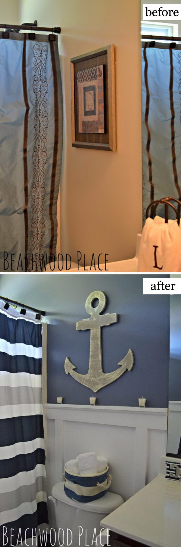 Nautical Bathroom Makeover. 