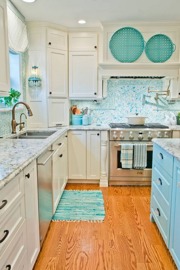 White Kitchen With A Bit Of Turquoise. 