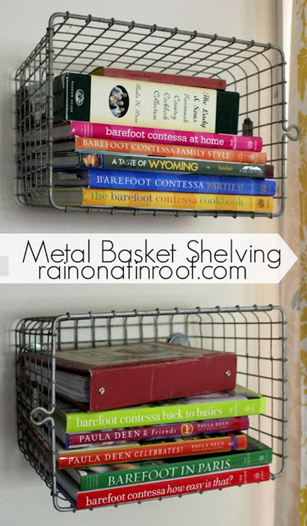 DIY Metal Basket Shelving. 