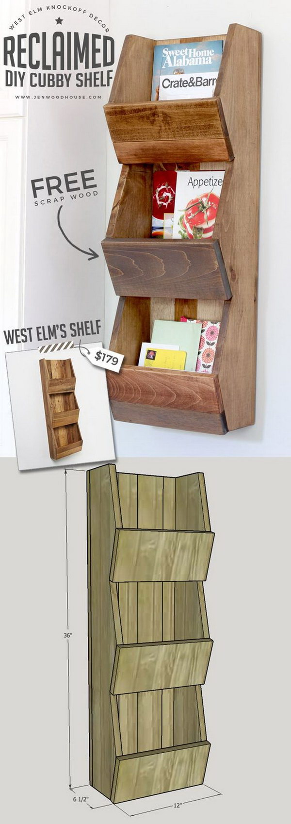 West Elm Knockoff, Reclaimed Cubby Shelf. 