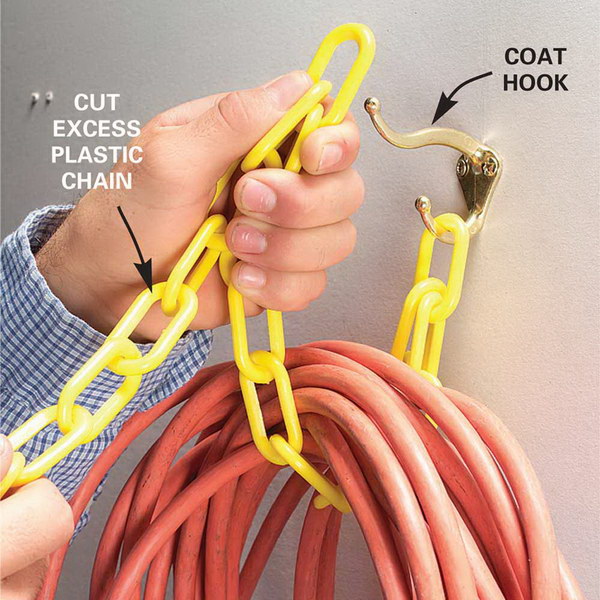 Hook and Chain Cord Hanger. 