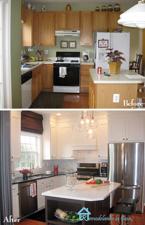 Fantastic Kitchen Makeover: Same Cabinets with Creative Fixes. 