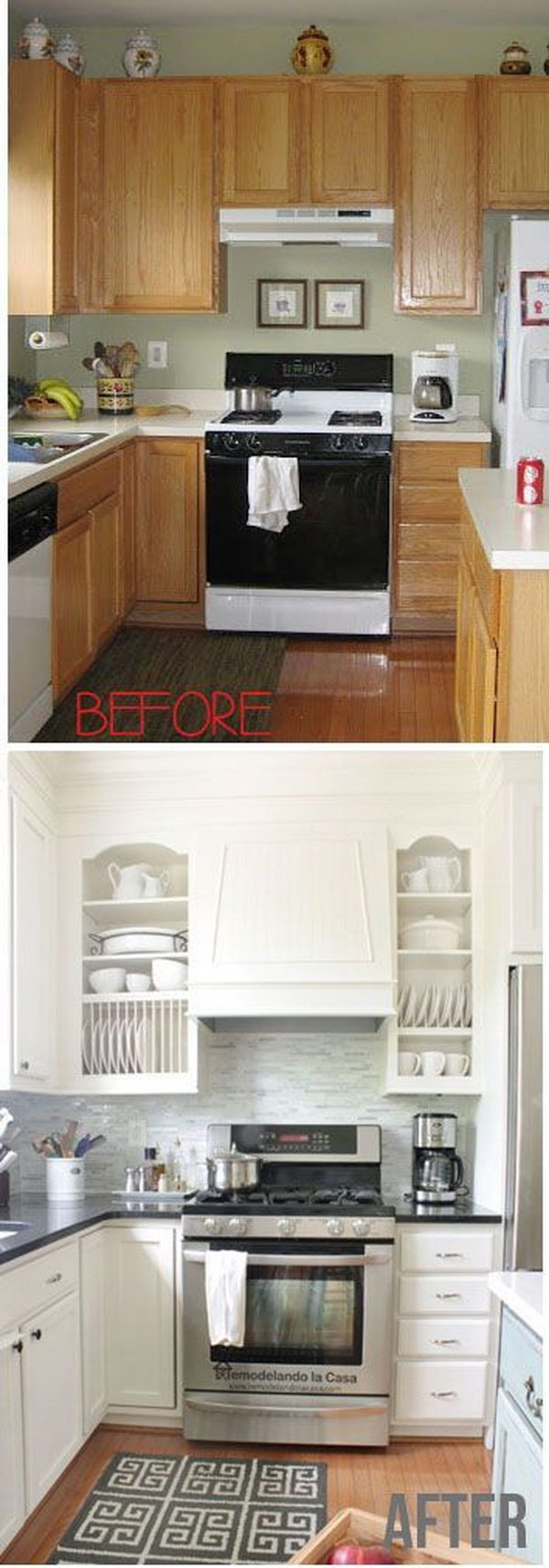 Kitchen Makeover With White Painted Cabinets. 