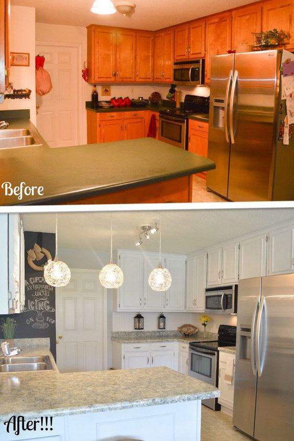 Kitchen Makeover on a Budget: Remodel Your Cabinets and Countertops with Paint for Under $200. 