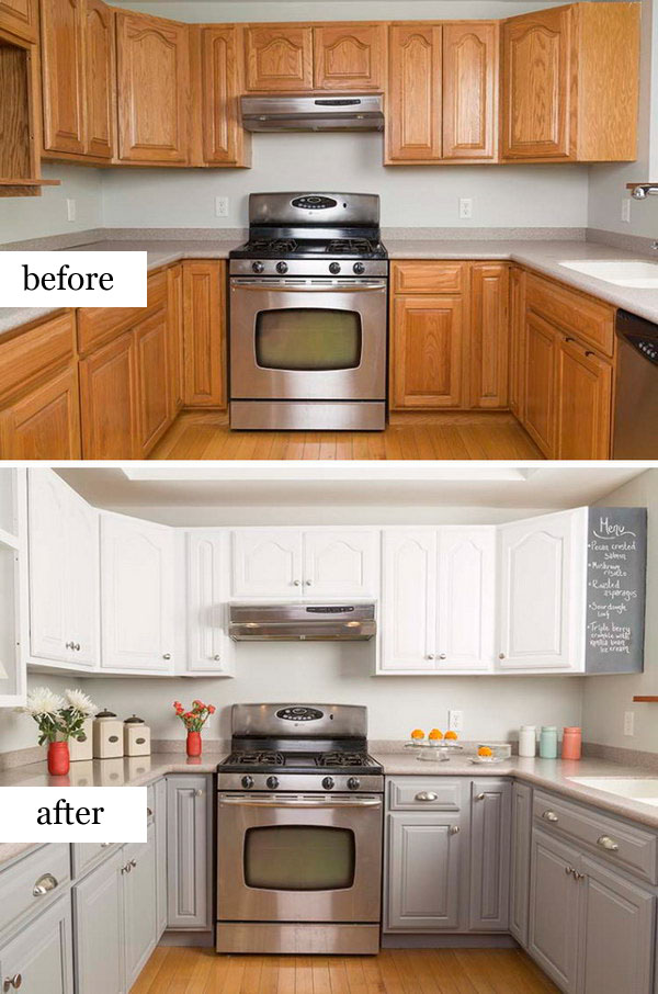 Simple Kitchen Makeover with Painted Cabinets. 
