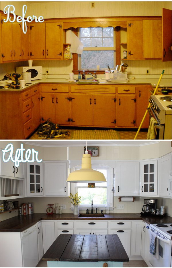 Before And After Kitchen Makeovers, Painting Kitchen Cabinets White Before And After