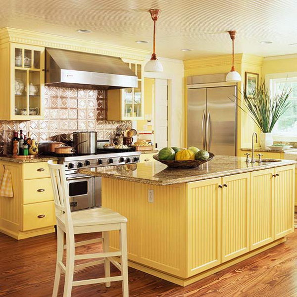 Buttery Yellow Kitchen Cabinets. 