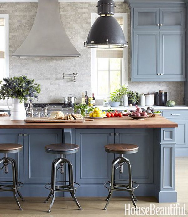 Gorgeous Gray and Blue Inspired Kitchen Cabinets. 