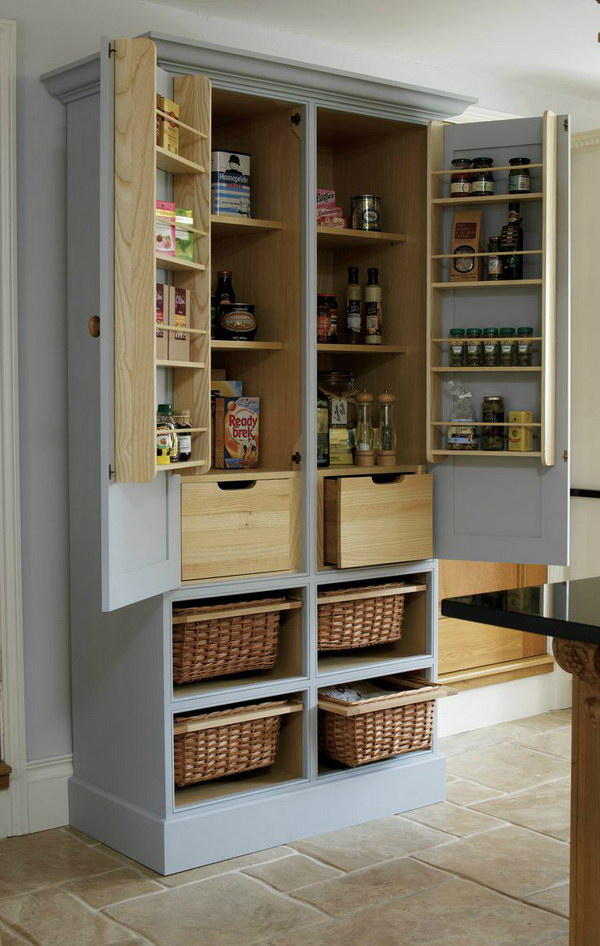 Free Standing Kitchen Pantry Made from Wood Cabinet. 