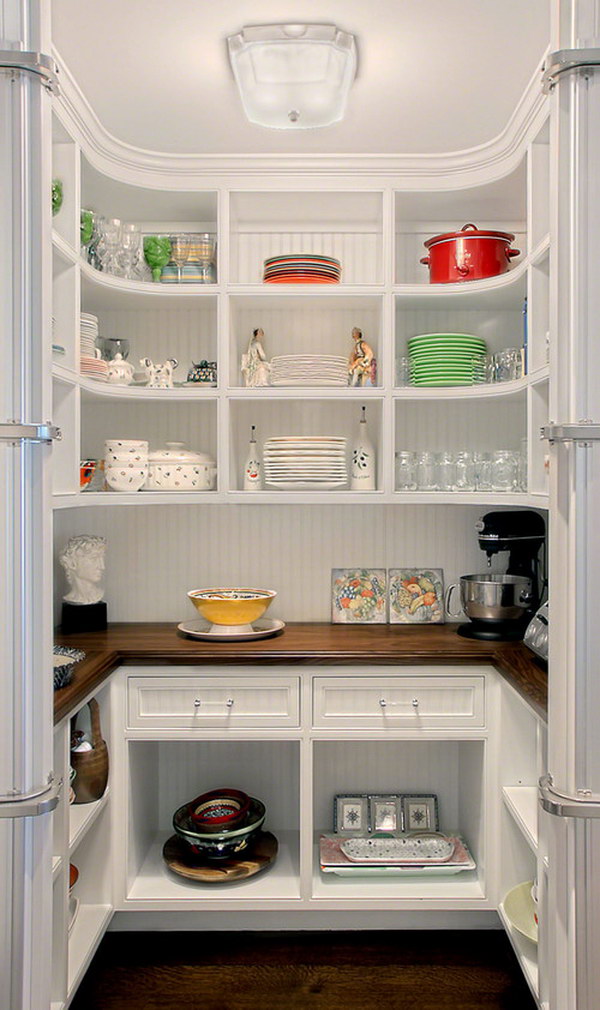 Kitchen Pantry with Curved Shelves. 