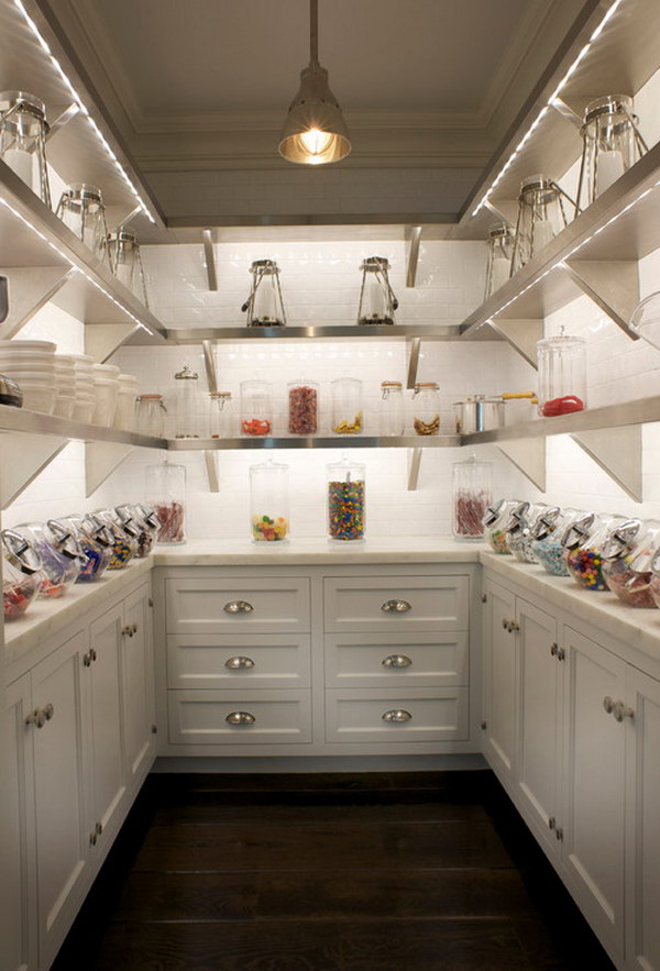 Stainless Steel Shelves Butlers Pantry. 