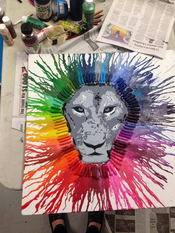 Melted Crayon Art Lion. 