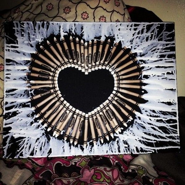 Melted Heart Crayon Art. 