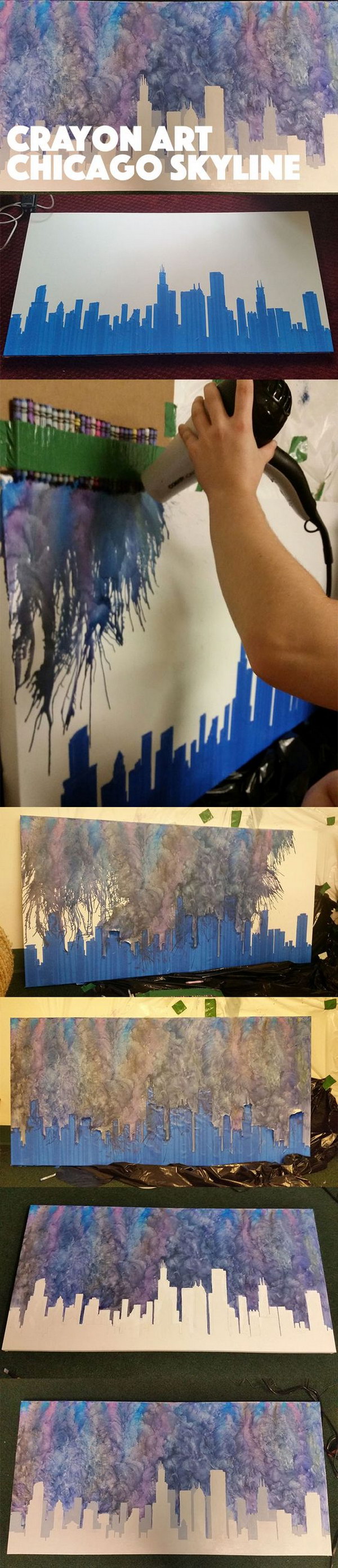 Melted Crayon Art: Chicago Skyline. 