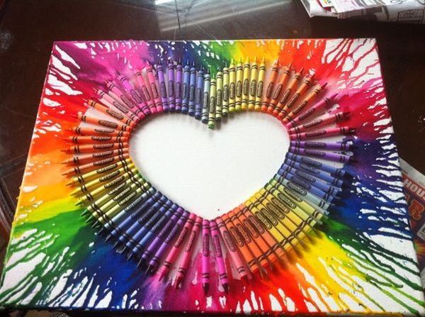 Heart Melted Crayon Art. 