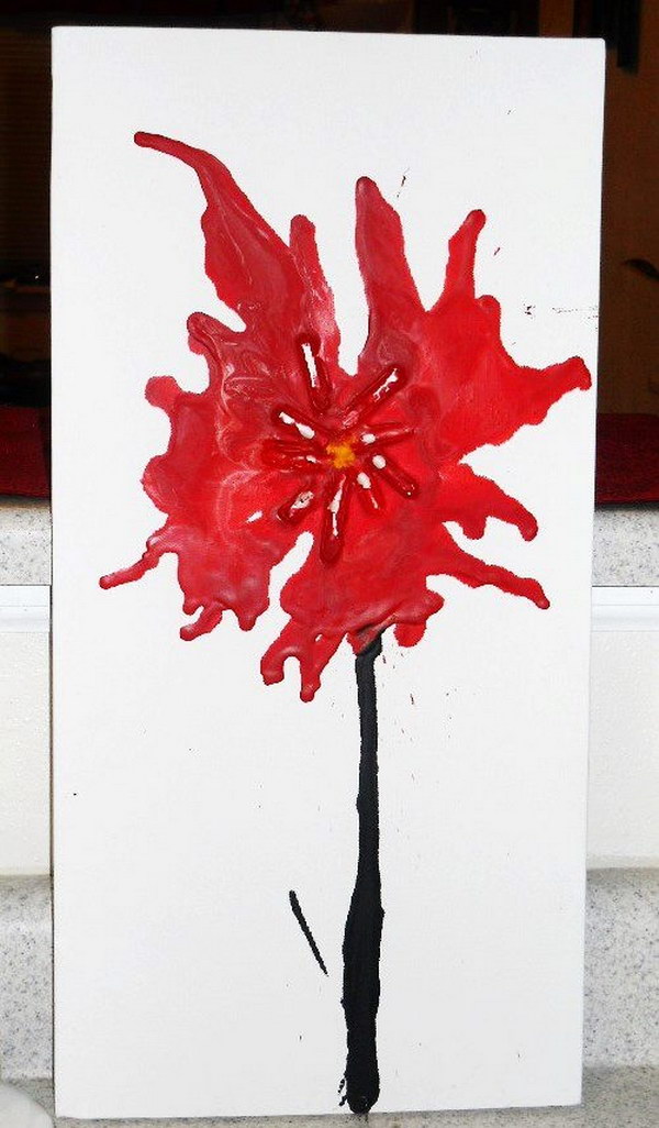 Easy Flower Melted Crayon Art. 