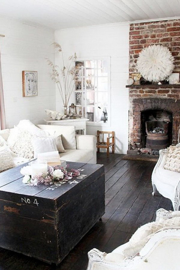 Rustic Living Room with an Exposed Brick Wall. 