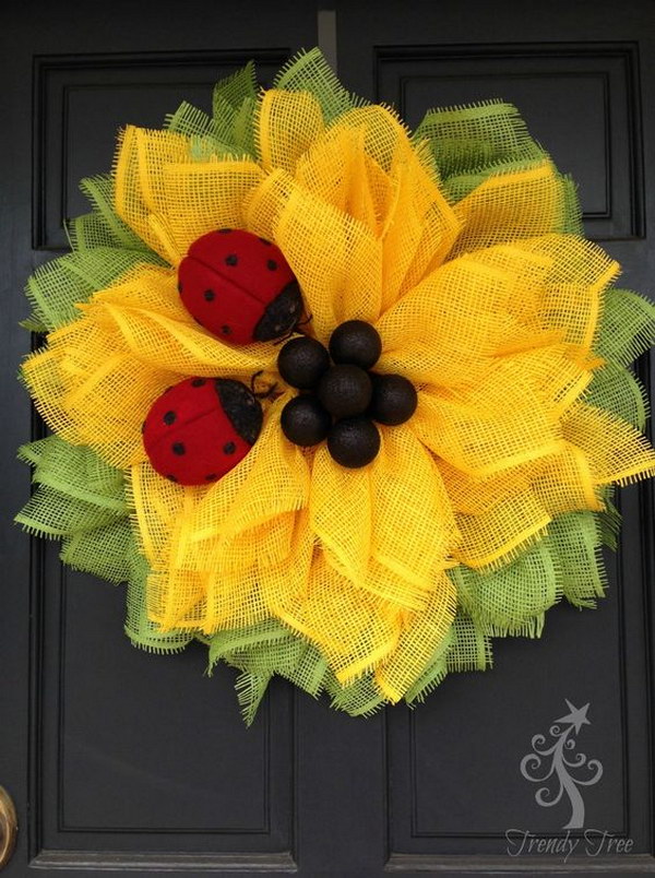 Sunflower Ladybug Wreath Tutorial 