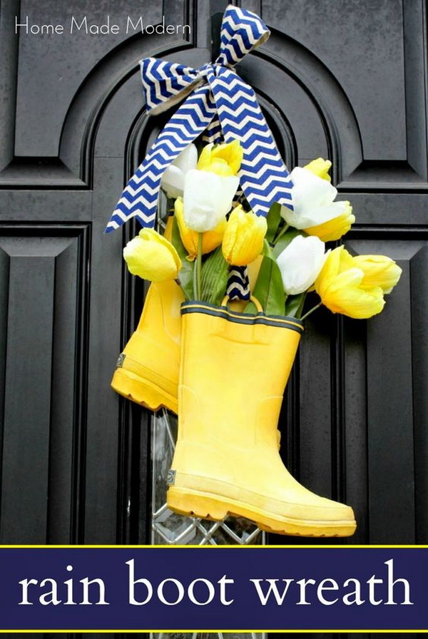 Spring Rain Boot Wreath 