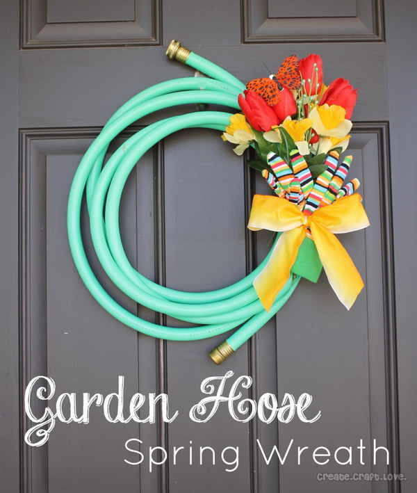 Garden Hose Wreath for Spring 