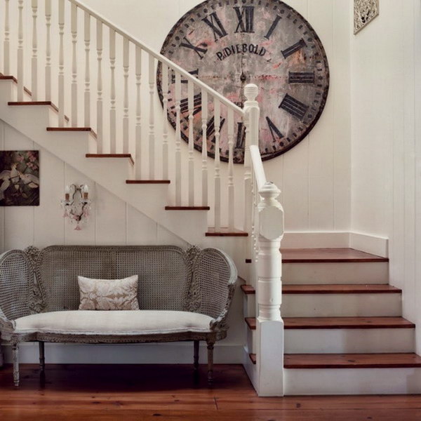 Beautiful Wall Decor With Large Vintage Clock. 