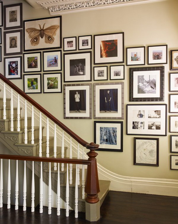 Decorate Your Staircase With Black And White Photos. 