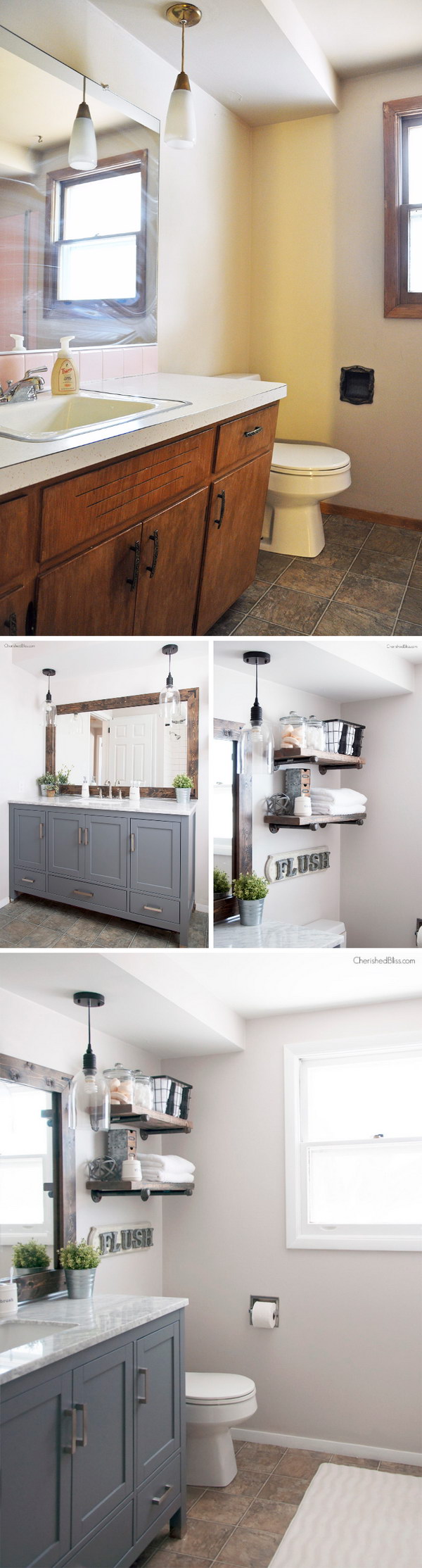 Gorgeous Industrial Farmhouse Bathroom Makeover. 