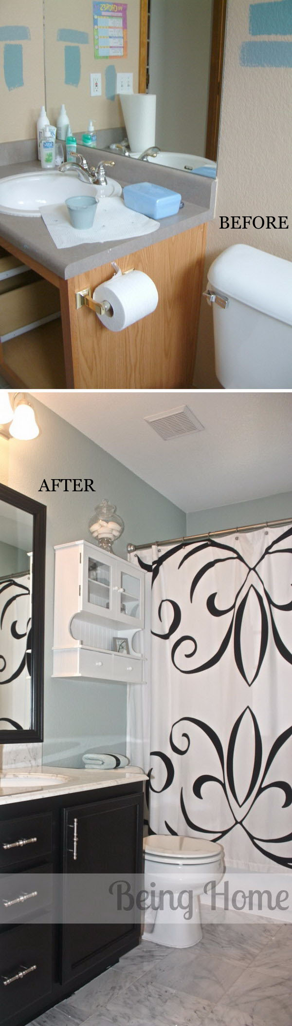 Bathroom Makeover With Before and After. 