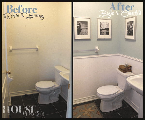 Half Bathroom Makeover with Before and After. 