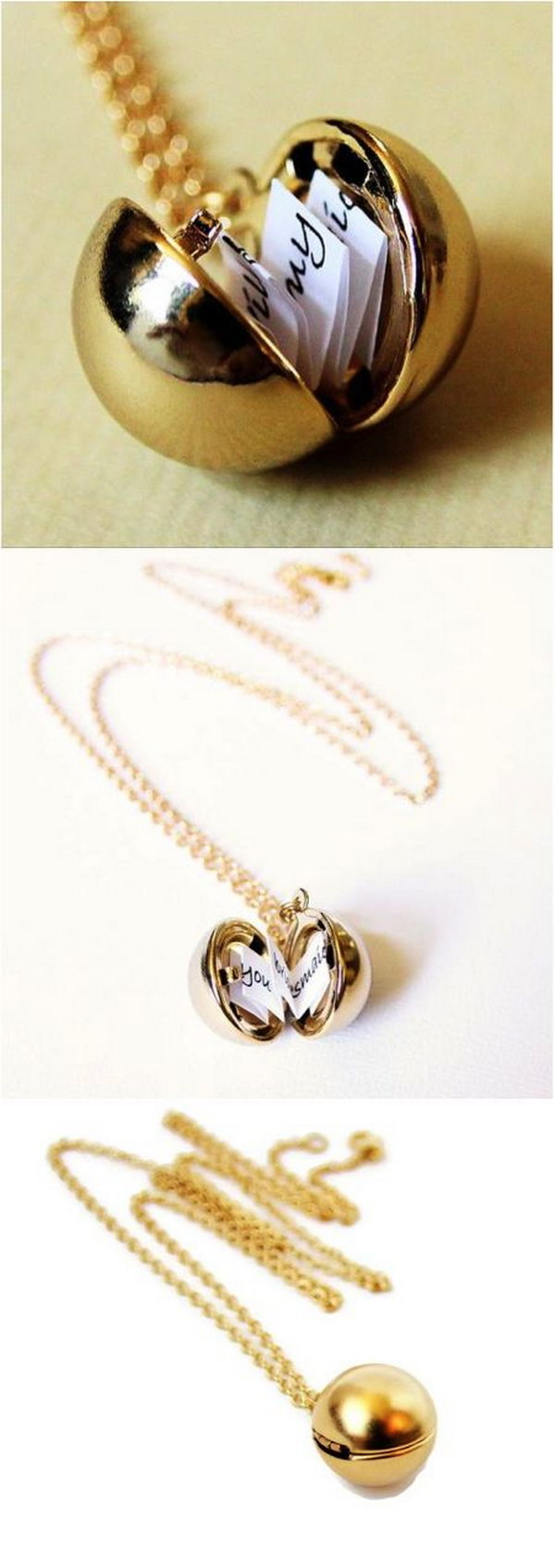 Secret Message Ball Locket Necklace. 