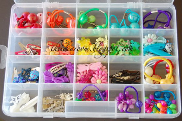 Bobby Pins and Barrettes in a Craft Box. 