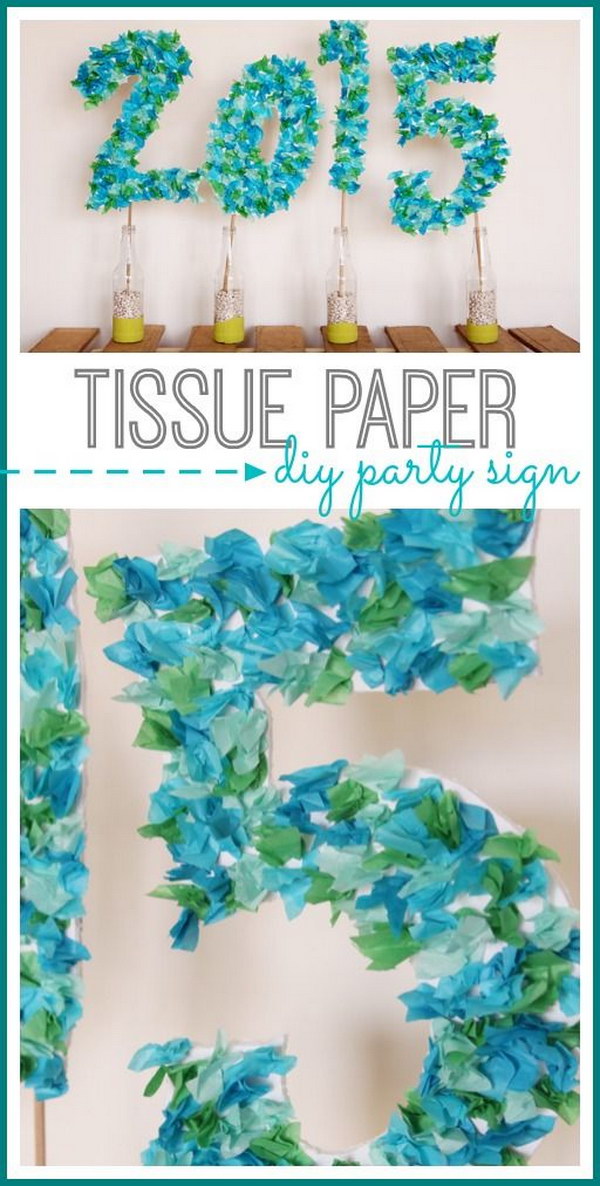 DIY Tissue Paper Party Sign. 