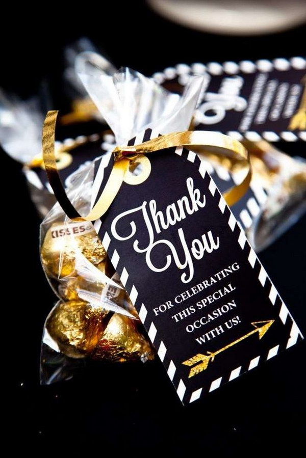 Black And Gold Themed Thank You Favors. 