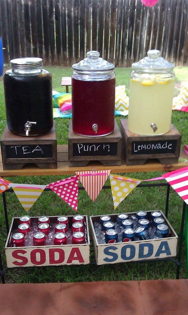 Drink Set Up At Graduation Party. 