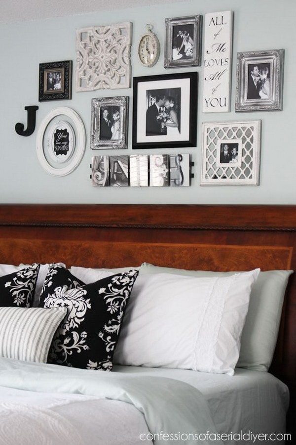 Black and White Bedroom Gallery Wall. 