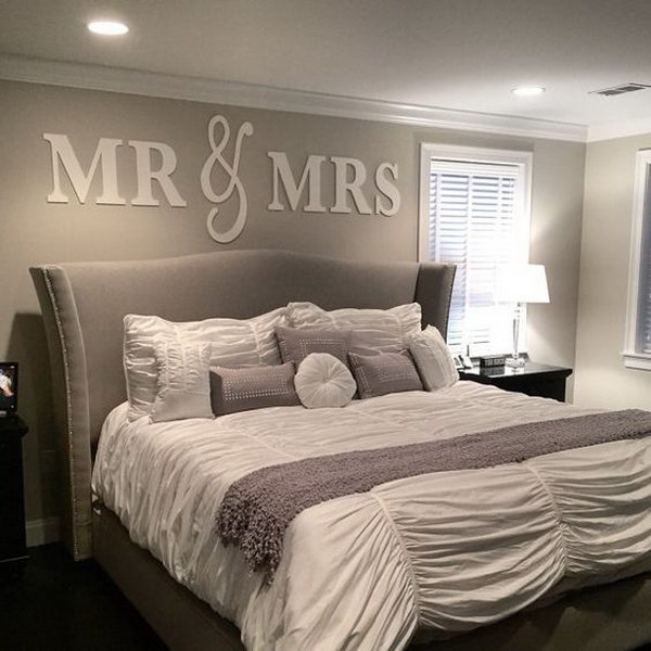 Mr & Mrs Wall Sign Above Bed Decor   Mr and Mrs Sign for Over Headboard . 