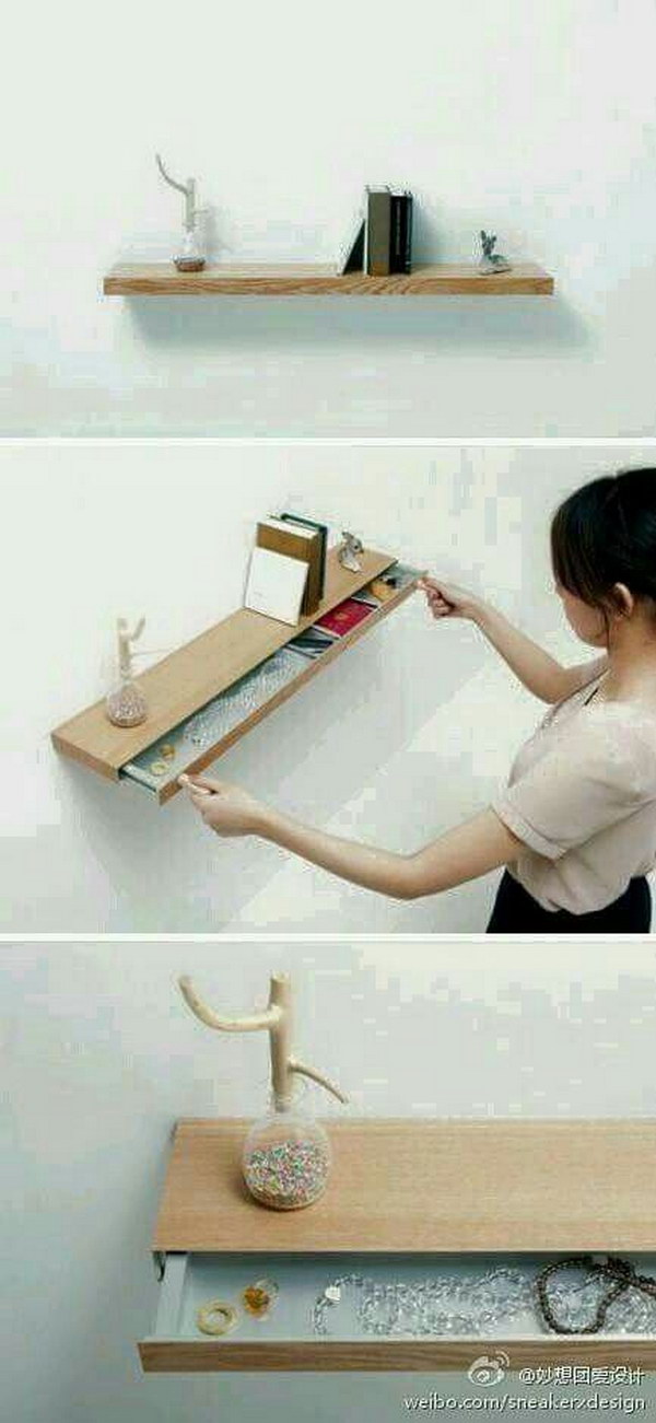 Cute Floating Shelf with Drawer. 