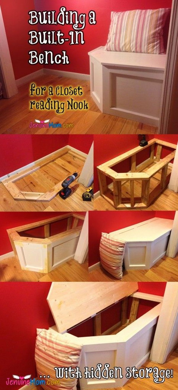 DIY Built in Bench With Hidden Storage. 