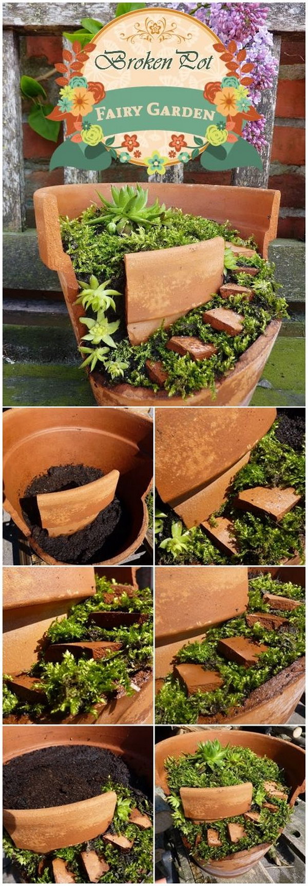 DIY Fairy Garden From Broken Clay Pot 