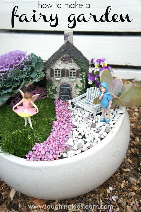 DIY Fairy Garden In A Solid Ceramic Pot 