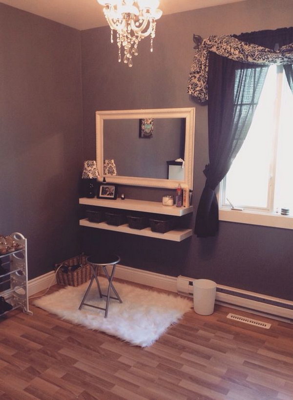 DIY Dressing Table From Two Shelves 