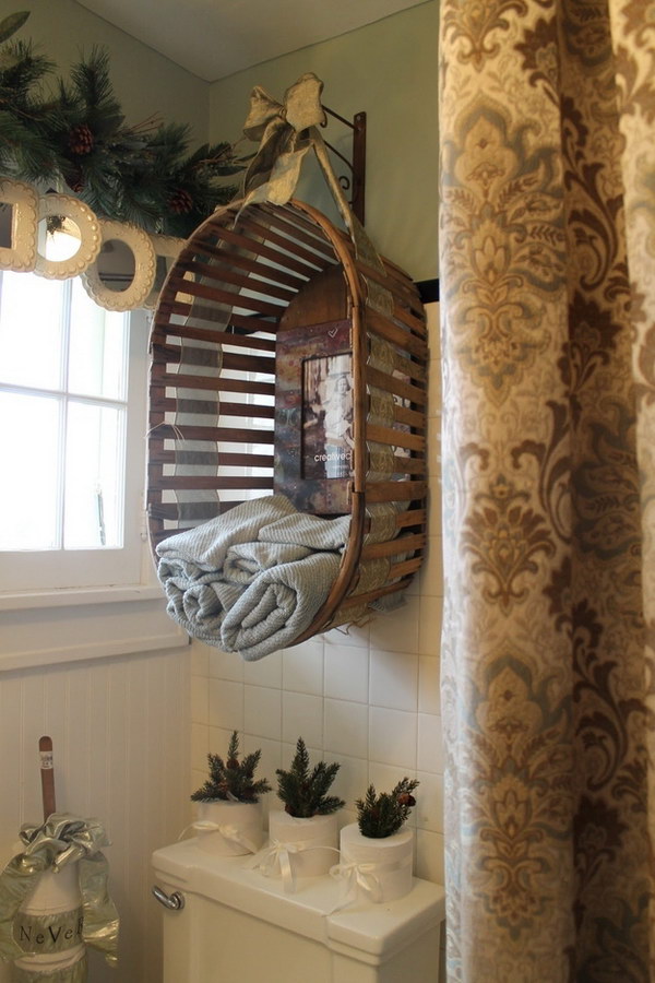Hanging Basket Over Toilet To Hold Towels 