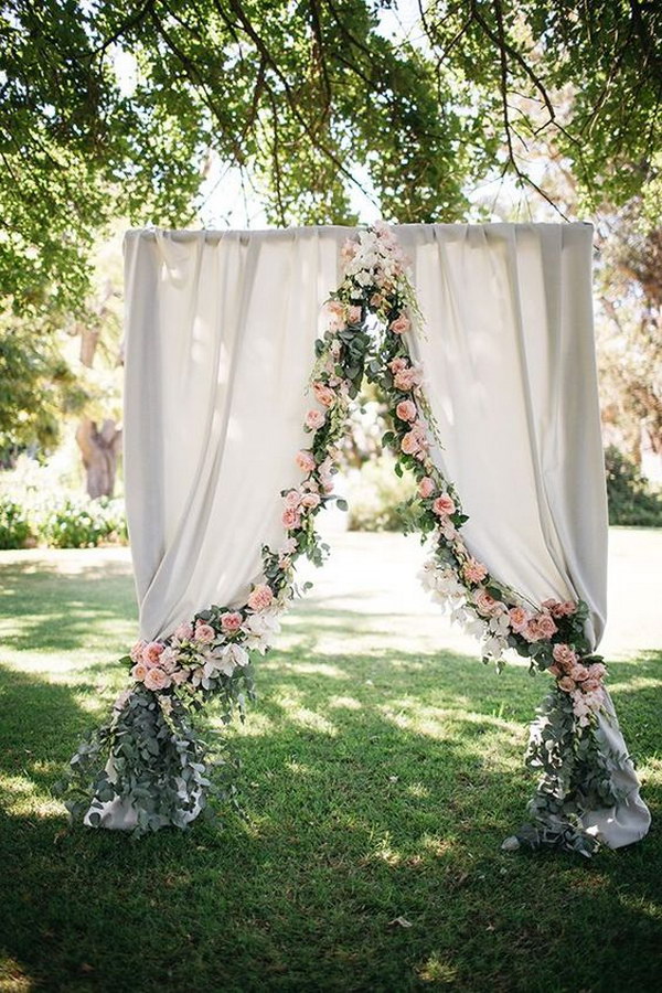 Romantic Curtain Ceremony  Backdrop With Flower Garland 