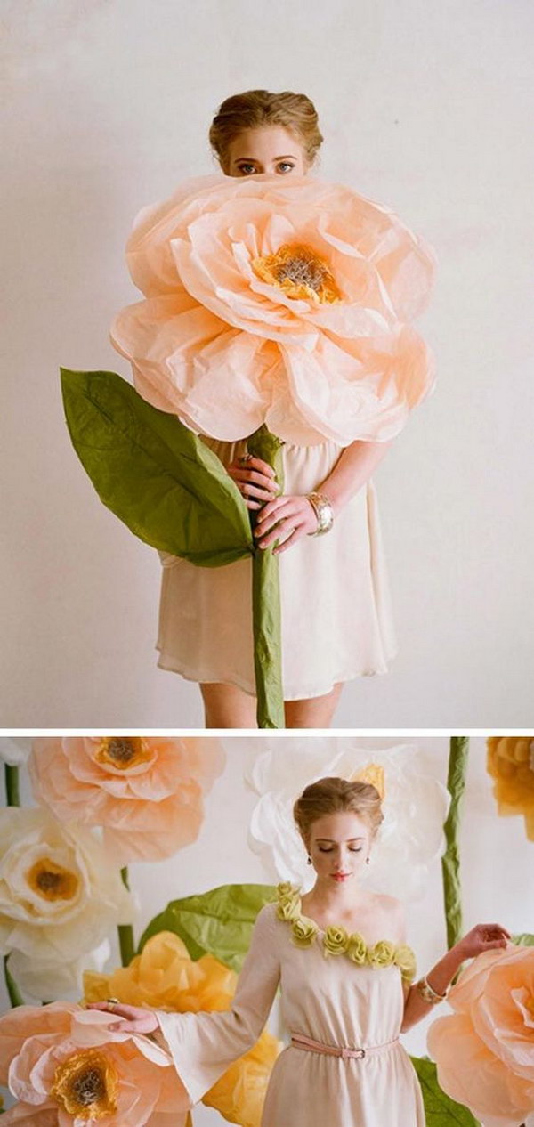 DIY Giant Paper Flowers Photo Booth Backdrop 