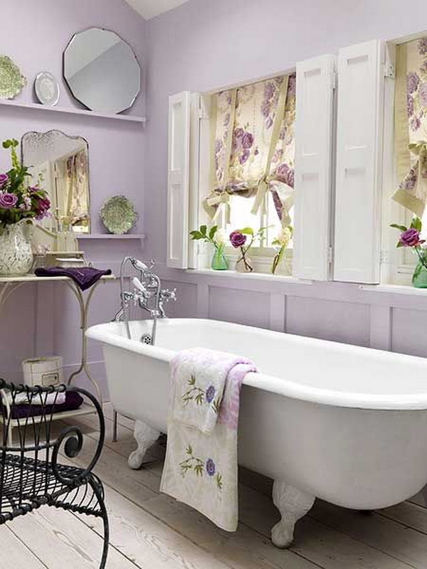 Lavender And White Shabby Chic Bathroom 
