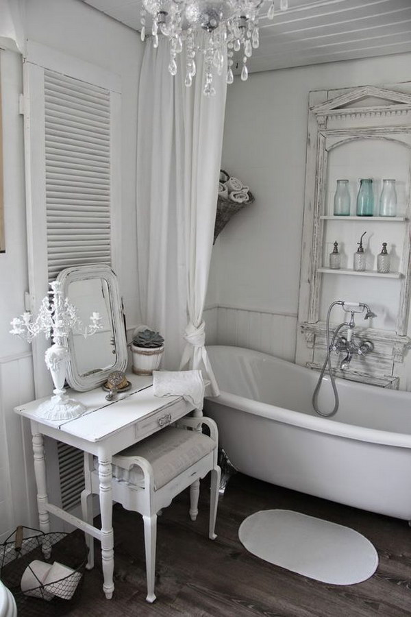 Romantic White Shabby Chic Bathroom 